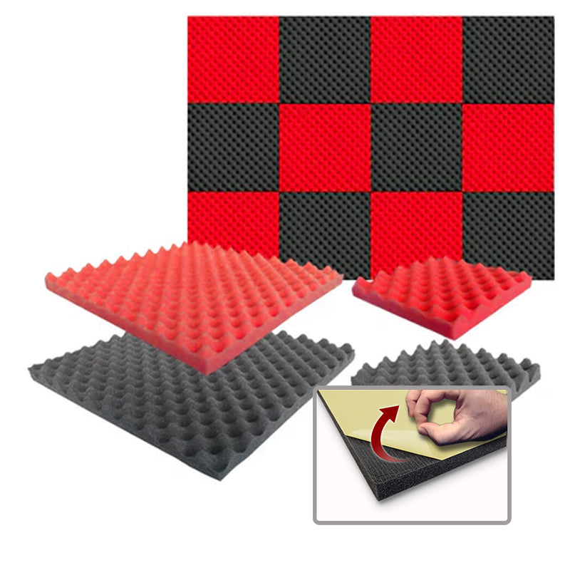Arrowzoom Eggcrate Convoluted Series Acoustic Foam - Black x Red Bundle - KK1052