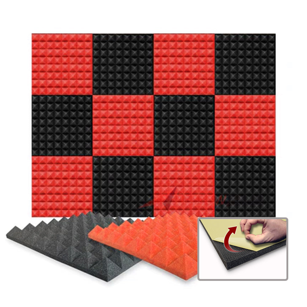 Arrowzoom Pyramid Series Acoustic Foam - Black x Red Bundle - KK1034