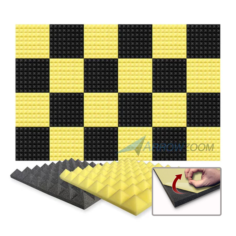 Arrowzoom Pyramid Series Acoustic Foam - Black x Yellow Bundle - KK1034