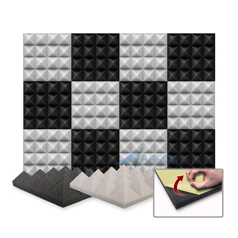 Arrowzoom Pyramid Series Acoustic Foam - Black x Gray Bundle - KK1034