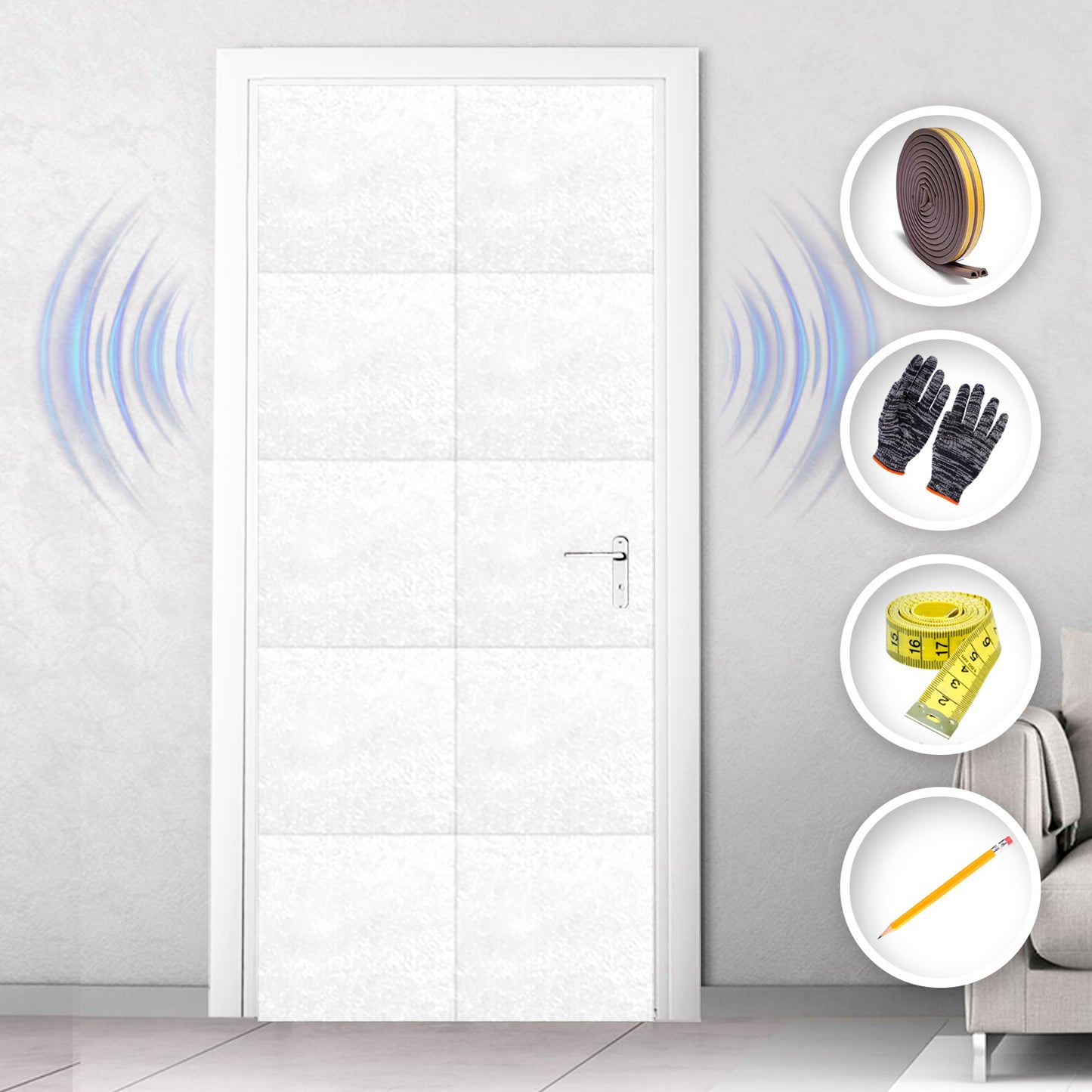 طقم عازل للصوت للباب من Arrowzoom، لوحات صوتية الكل في واحد KK1184