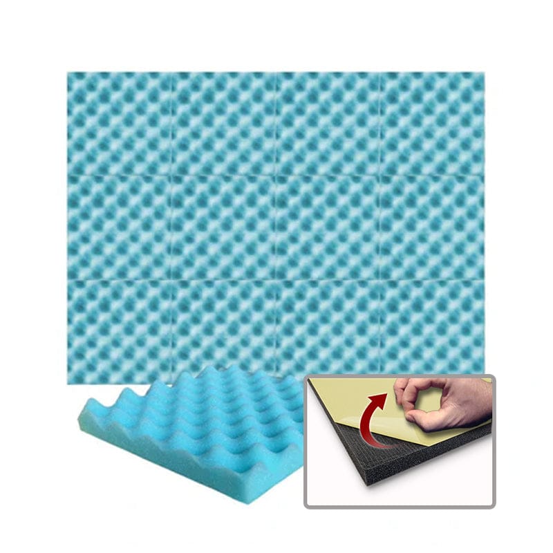 Arrowzoom Acoustic Eggcrate Foam - Solid Colors - KK1052 Baby Blue / 1 Piece - 25 x 25 x 3 cm / 10x10x2 in / Yes - Adhesive