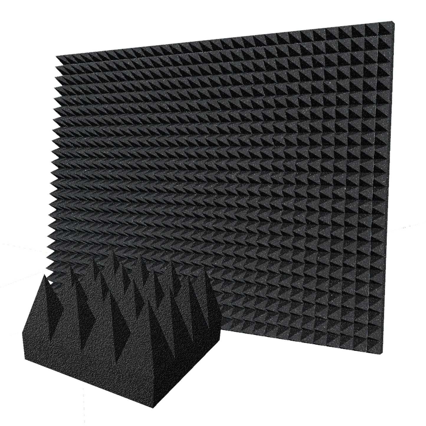 Arrowzoom Acoustic Pyramid Foam Series PRO - Black - KK1471 Black / 48 Pieces - 25 x 25 x 10 cm / 10 x 10 x 4"
