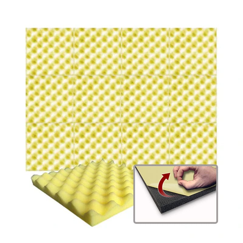 Arrowzoom Acoustic Eggcrate Foam - Solid Colors - KK1052 Yellow / 1 Piece - 25 x 25 x 3 cm / 10x10x2 in / Yes - Adhesive