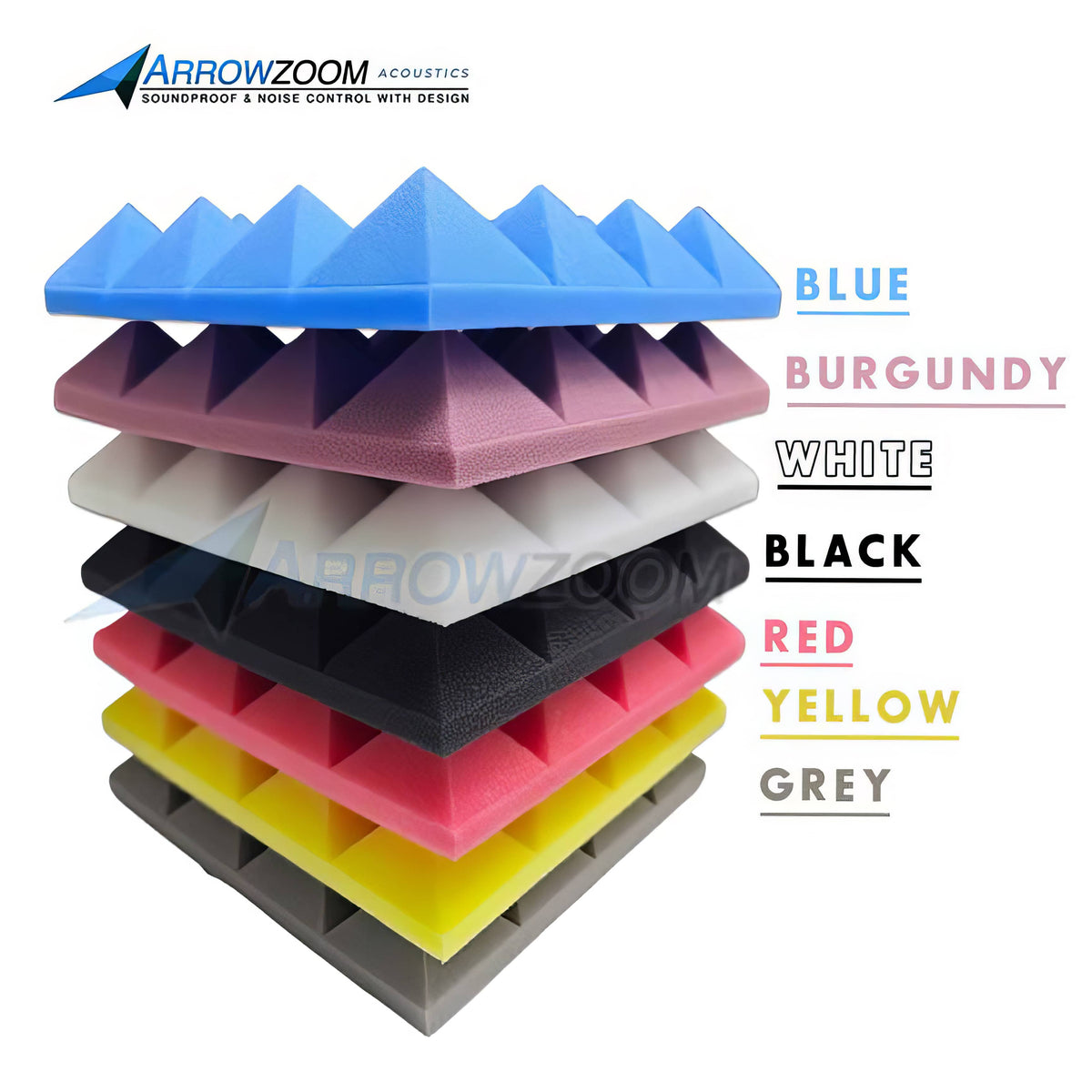 Arrowzoom Pyramid Adhesive Backed Tiles Series Acoustic Foam - Solid Colors - KK1034