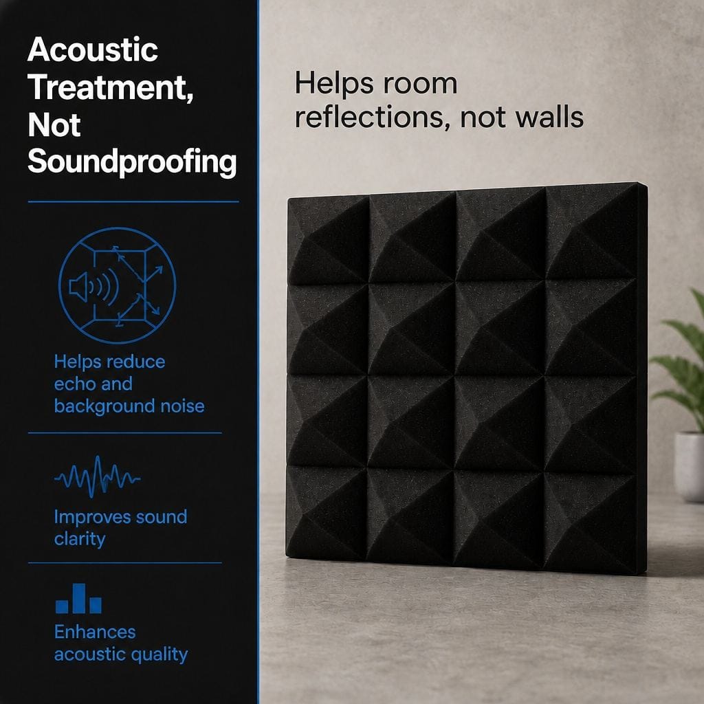 Arrowzoom Pyramid Self-Adhesive Acoustic Foam Tiles — Peel & Stick — Solid Colors - KK1034