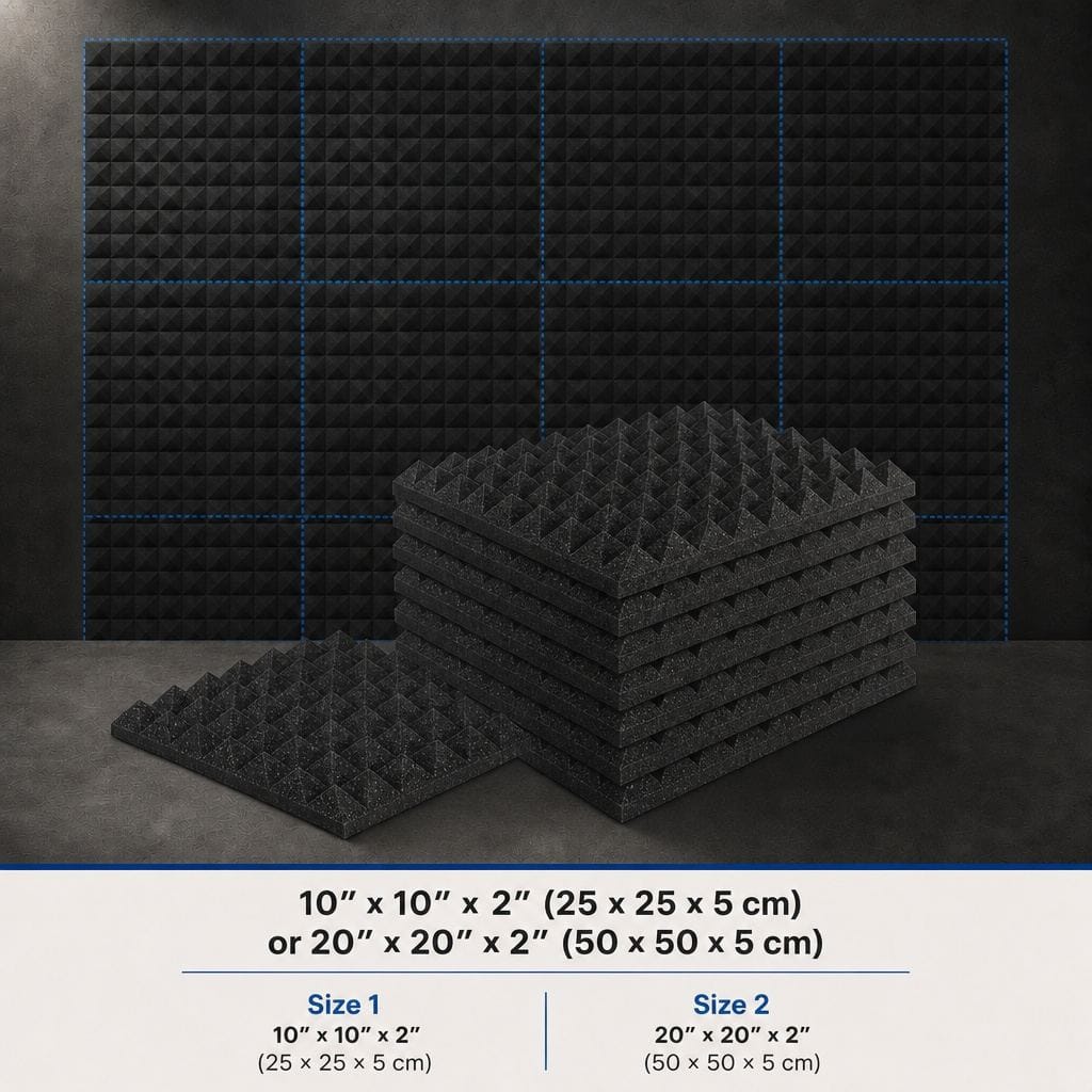 Arrowzoom Pyramid Self-Adhesive Acoustic Foam Tiles — Peel & Stick — Solid Colors - KK1034