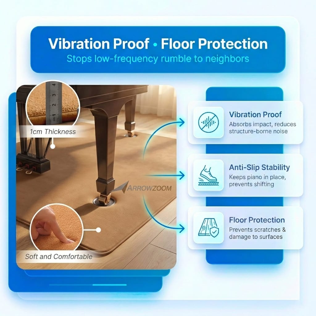 Quiet Your Piano for the Neighbor Below — Anti-Vibration Floor Mat (KK1248)