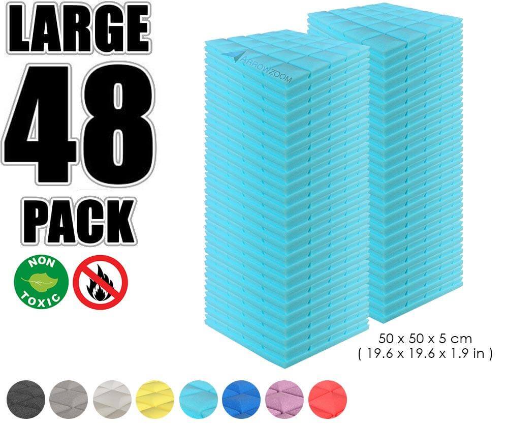 Arrowzoom Acoustic Hemisphere Grid Foam - Solid Colors - KK1040 Baby Blue / 48 Pieces - 50 X 50 X 5cm / 19.6 X 19.6 X 1.9 in