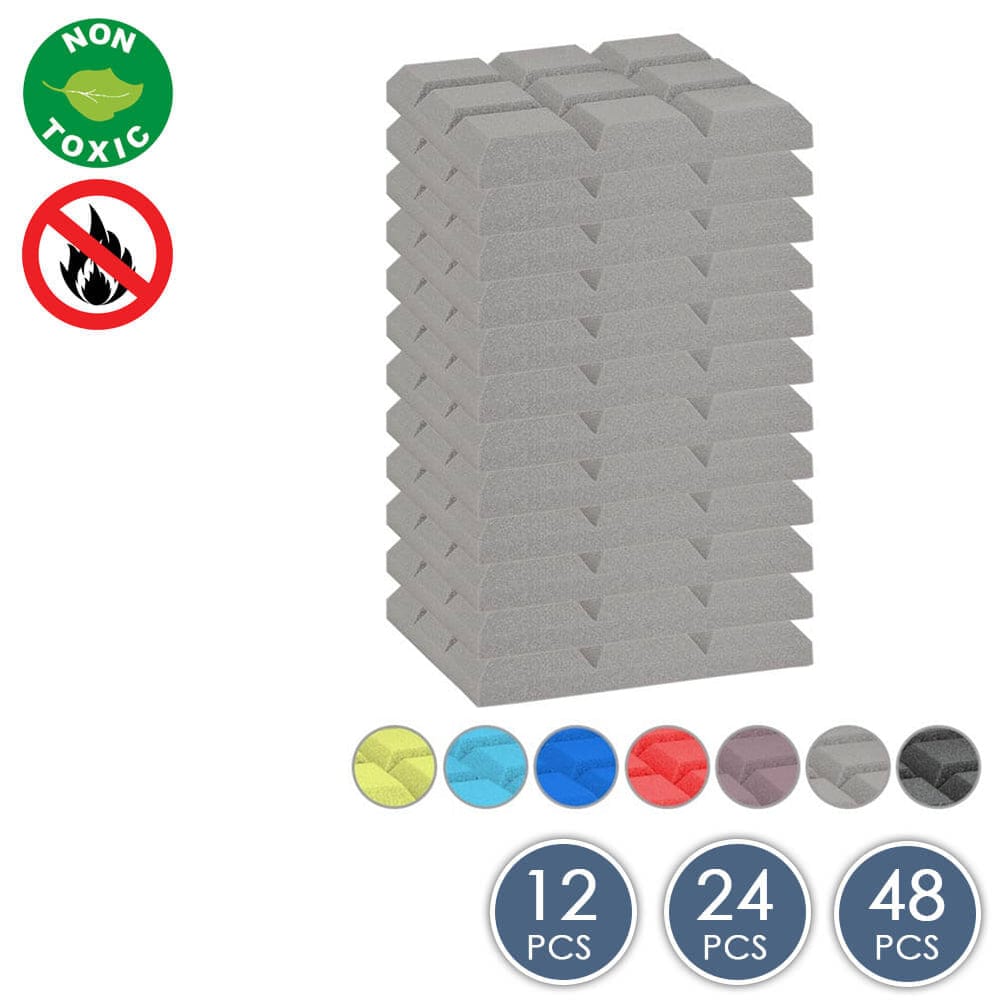 Arrowzoom Acoustic Bevel Grid Foam - Solid Colors - KK1046 Gray / 1 Piece -50 x 50 x 5 cm / 20 x 20 x 2 in
