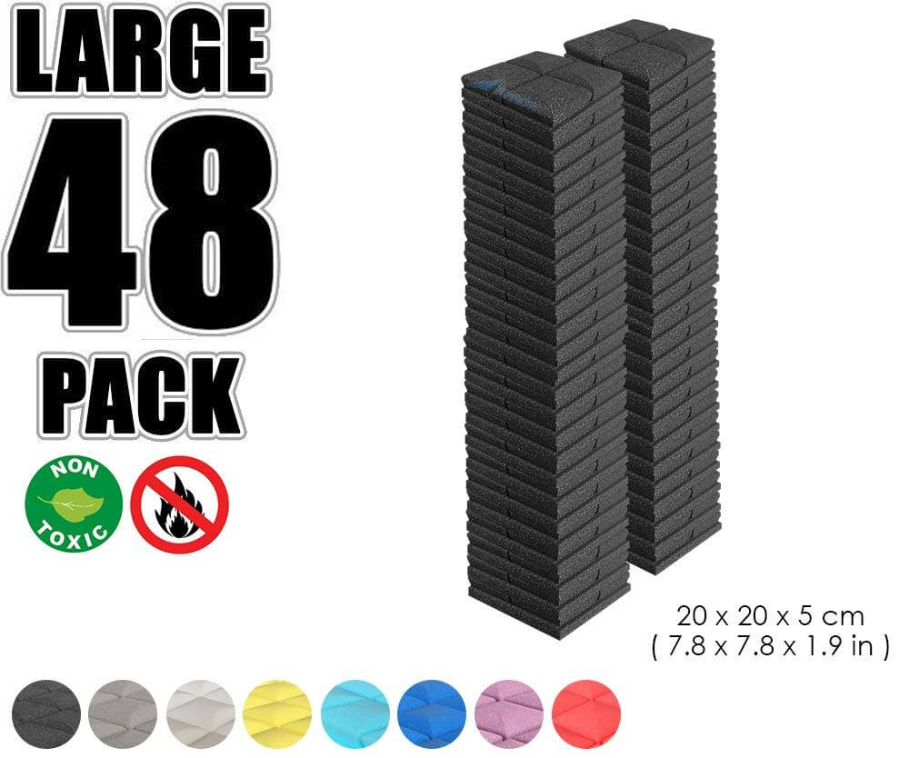 Arrowzoom Acoustic Hemisphere Grid Foam - Black - KK1040 - Size: 48 Pieces - 20 X 20 X 5cm