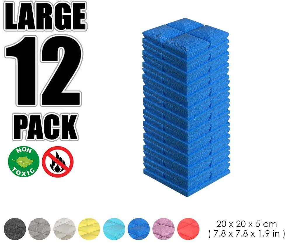 Arrowzoom Acoustic Hemisphere Grid Foam - Solid Colors - KK1040 Blue / 12 Pieces - 20 X 20 X 5cm / 7.8 X 7.8 X 1.9 in