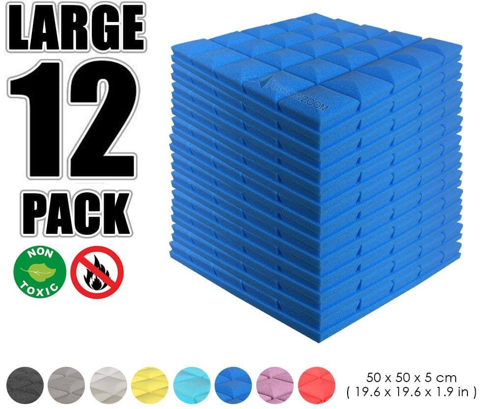 Arrowzoom Acoustic Hemisphere Grid Foam - Solid Colors - KK1040 Blue / 12 Pieces - 50 X 50 X 5cm / 19.6 X 19.6 X 1.9 in