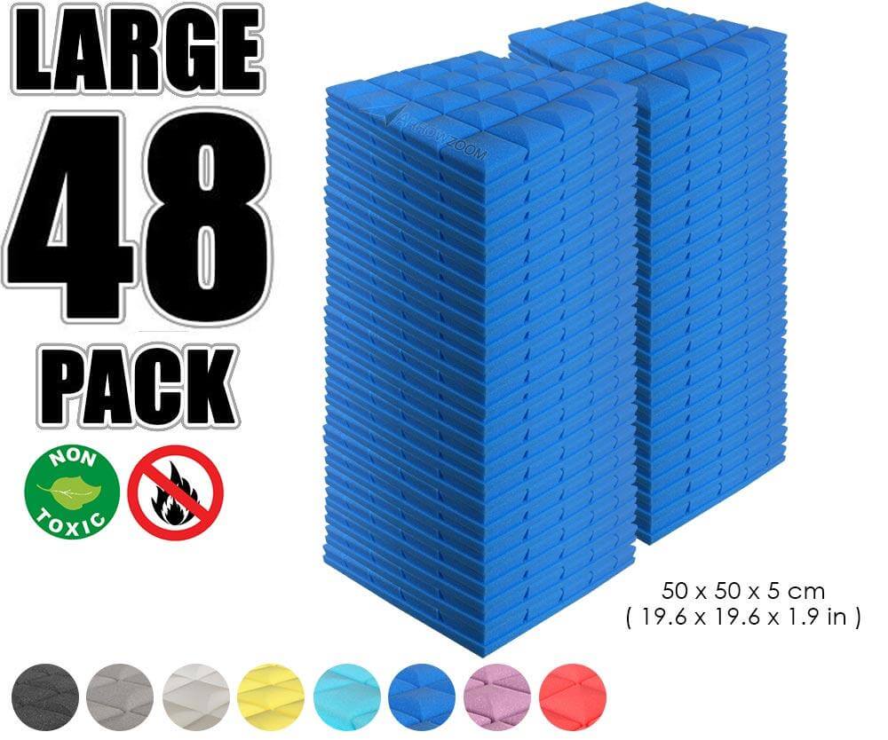 Arrowzoom Acoustic Hemisphere Grid Foam - Solid Colors - KK1040 Blue / 48 Pieces - 50 X 50 X 5cm / 19.6 X 19.6 X 1.9 in