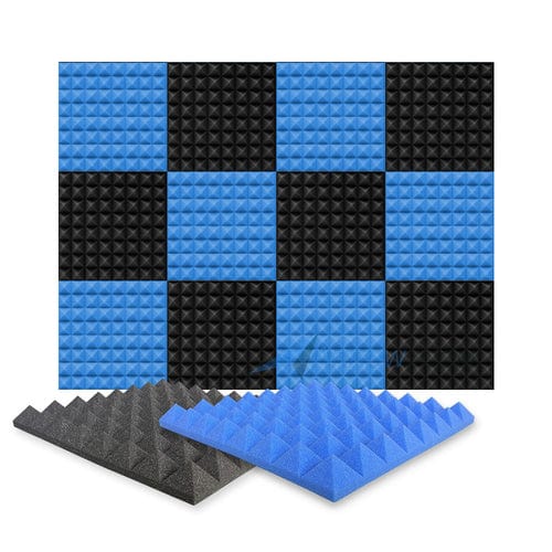 Arrowzoom Pyramid Series Acoustic Foam Master KK1034 Blue and Black / 12 / 50 x 50 x 5 cm / 20 x 20 x 2 in