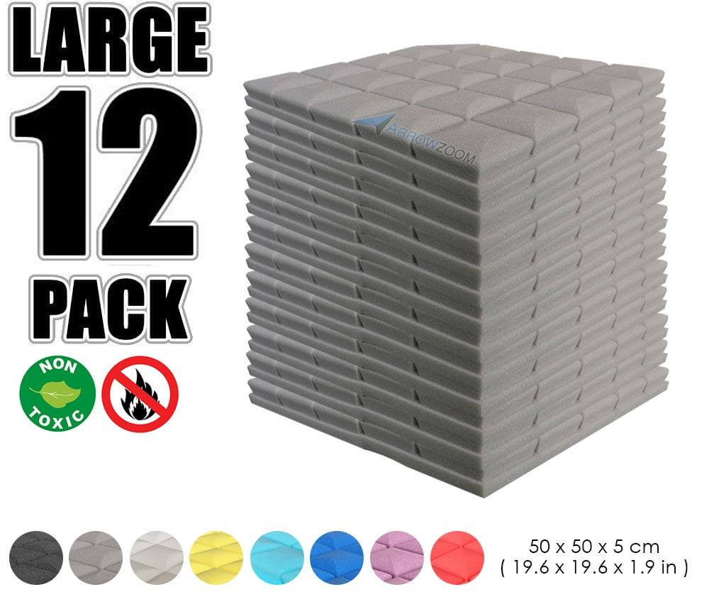 Arrowzoom Acoustic Hemisphere Grid Foam - Gray - KK1040 - Size: 12 Pieces - 50 X 50 X 5cm