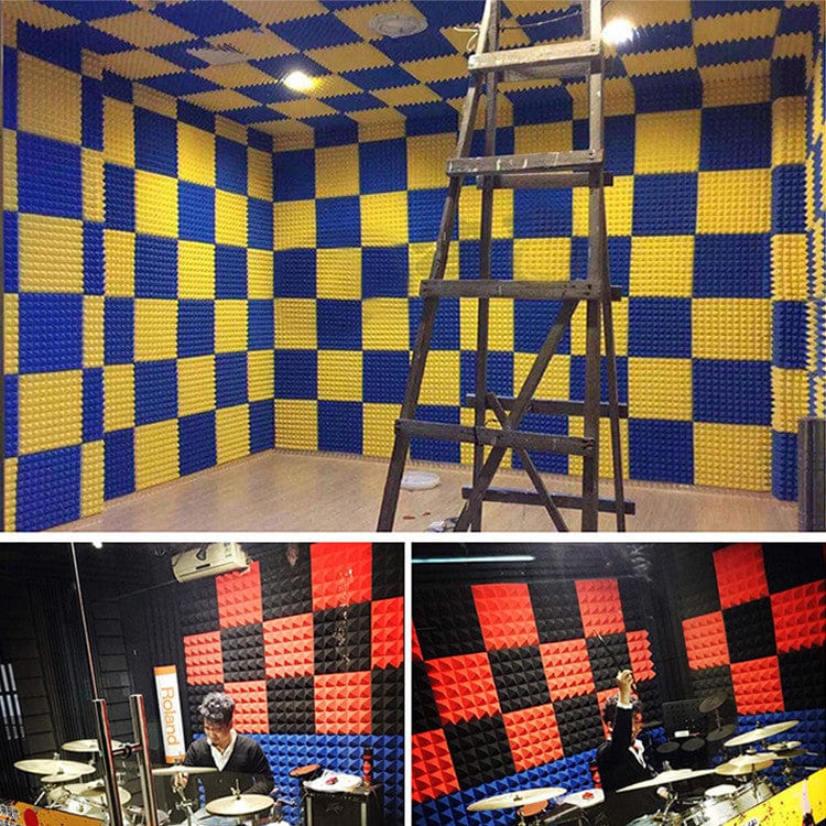 New 12 pcs Set Wall Insulation Foam Kit Acoustic Panels Sound Absorption Studio Soundproof Foam 2 Colors KK1044