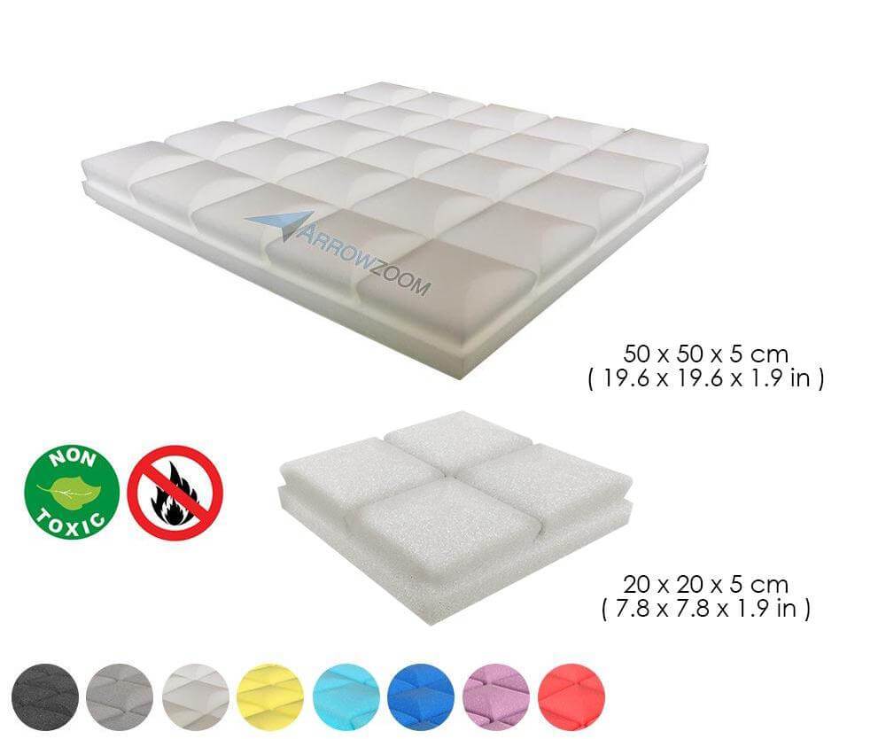Arrowzoom Acoustic Hemisphere Grid Foam - Solid Colors - KK1040 Pearl White / 1 Piece - 20 X 20 X 5cm / 7.8 X 7.8 X 1.9 in