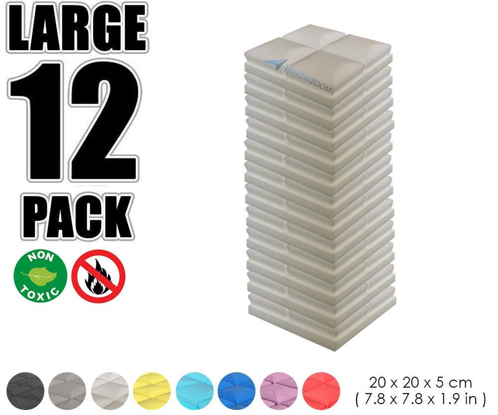 Arrowzoom Acoustic Hemisphere Grid Foam - White - KK1040 - Size: 12 Pieces - 20 X 20 X 5cm