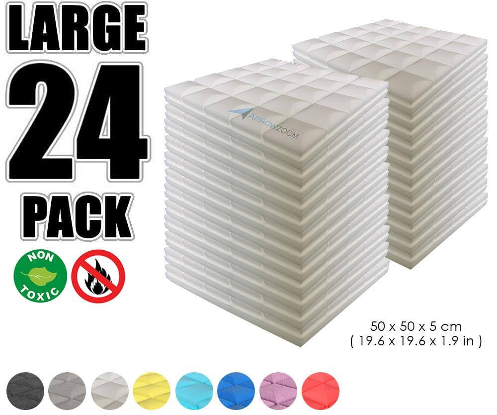 Arrowzoom Acoustic Hemisphere Grid Foam - White - KK1040 - Size: 24 Pieces - 50 X 50 X 5cm