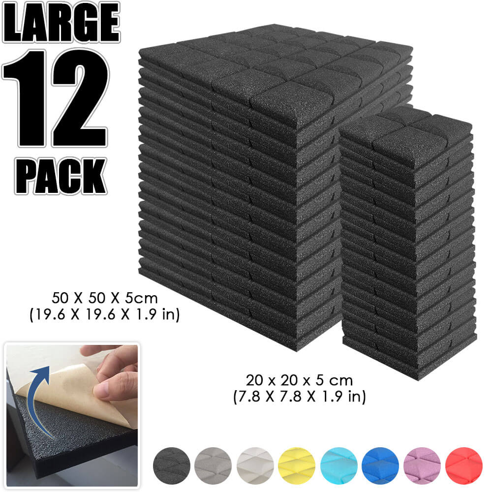 Arrowzoom Hemisphere Grid Adhesive Backed Series Acoustic Foam - Black - KK1056 - Size: 12 PIECES - 20 x 20 x 5 cm