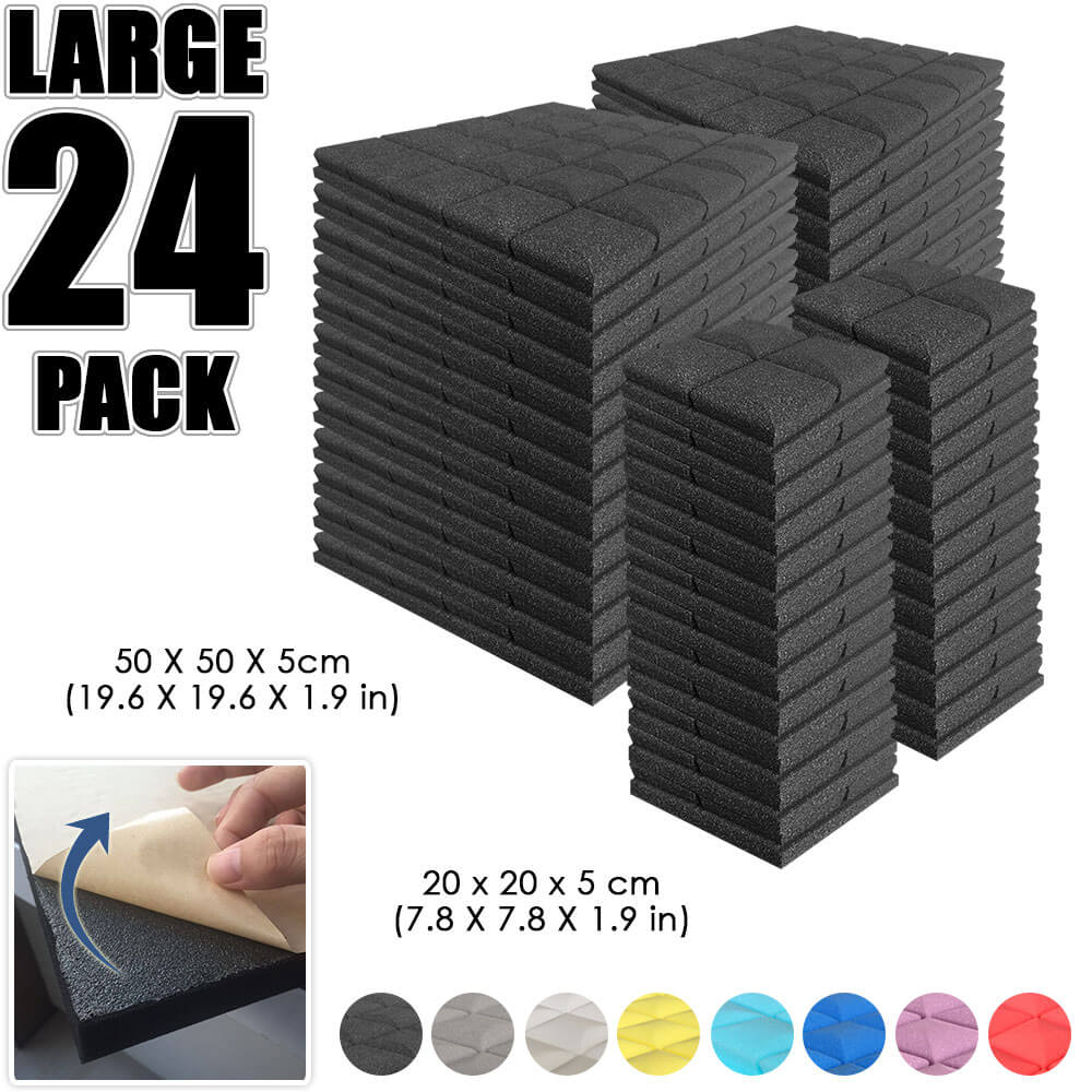 Arrowzoom Hemisphere Grid Adhesive Backed Series Acoustic Foam - Black - KK1056 - Size: 24 PIECES - 20 x 20 x 5 cm