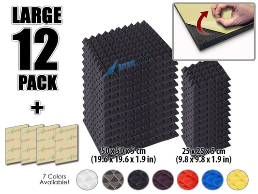 New 12 pcs Bundle Pyramid Adhesive Backed Tiles Acoustic Panels Sound Absorption Studio Soundproof Foam 7 Colors KK1053 Arrowzoom.