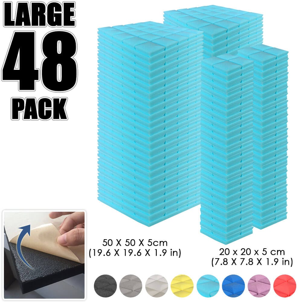 Arrowzoom Hemisphere Grid Adhesive Backed Series Acoustic Foam - Solid Colors - KK1056 48 PIECES - 20 x 20 x 5 cm / Baby Blue
