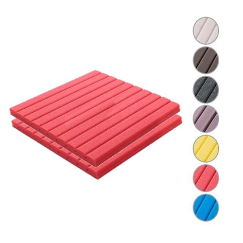 New Wedge Adhesive Backed Tiles Acoustic Panels Sound Absorption Studio Soundproof Foam 7 Colors KK1054 50 X 50 X 2cm (19.6 X 19.6 X 0.8in) / Red