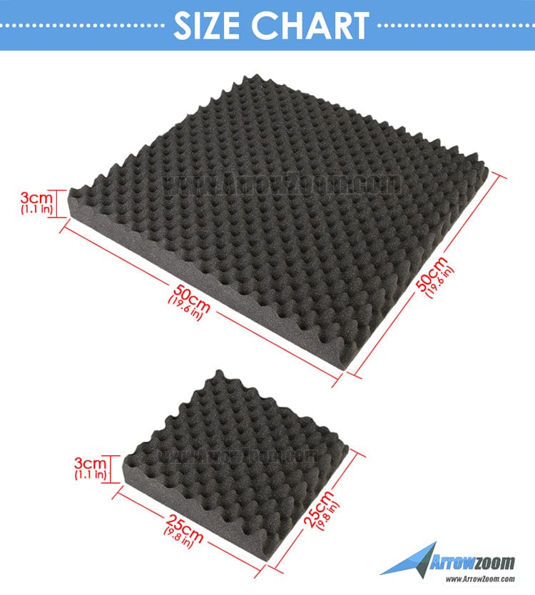 Arrowzoom Egg Crate Adhesive Backed Series Acoustic Foam - Solid Colors - KK1219