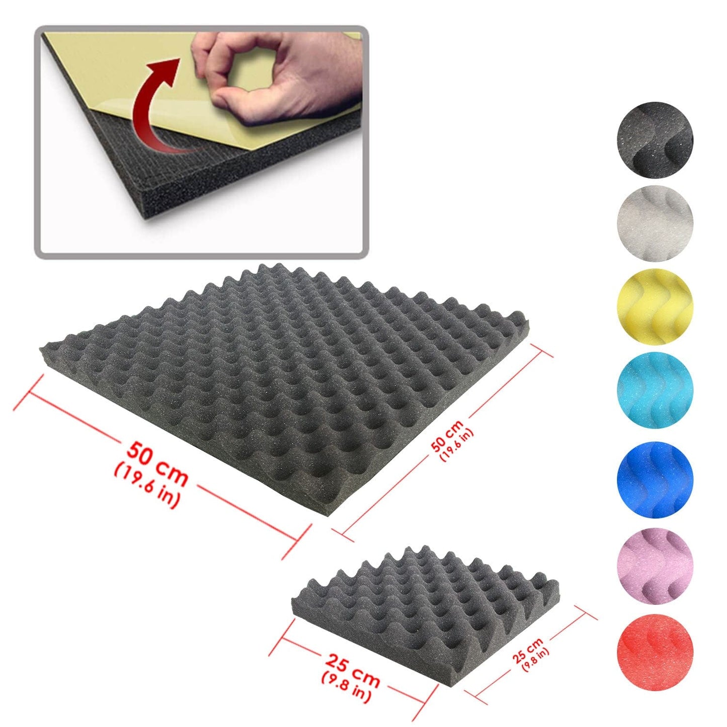 Arrowzoom Egg Crate Adhesive Backed Series Acoustic Foam - Solid Colors - KK1219