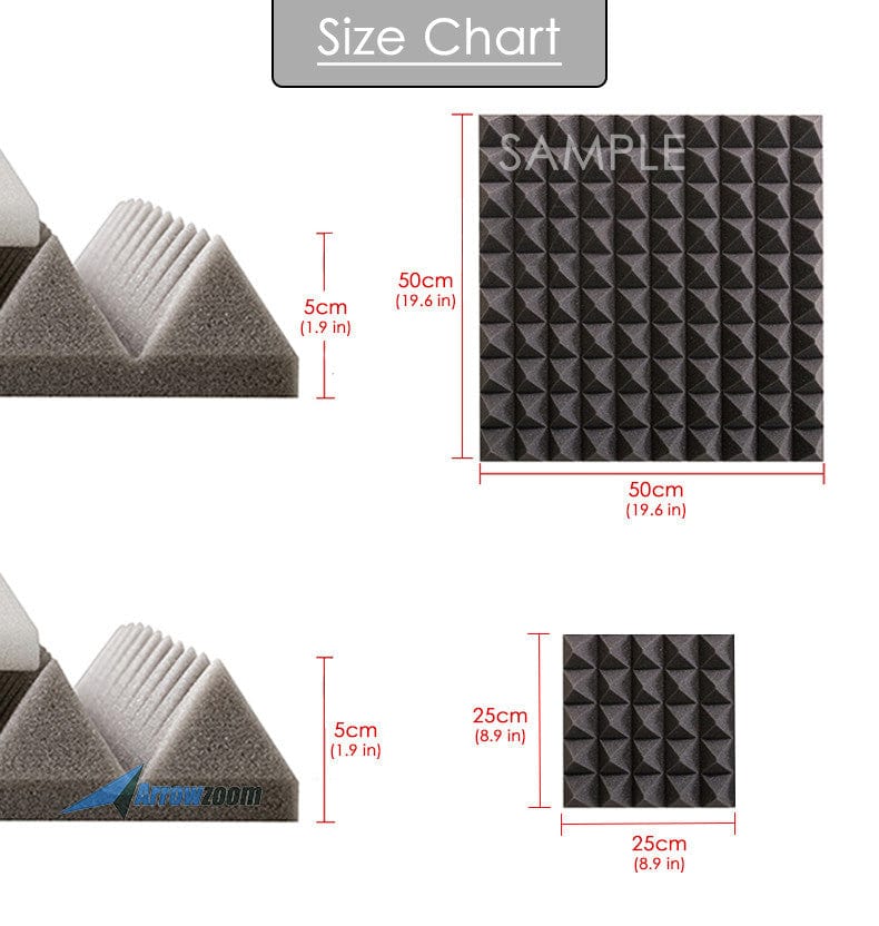 New Pyramid Adhesive Backed Tiles Acoustic Panels Sound Absorption Studio Soundproof Foam 7 Colors KK1053 Arrowzoom.