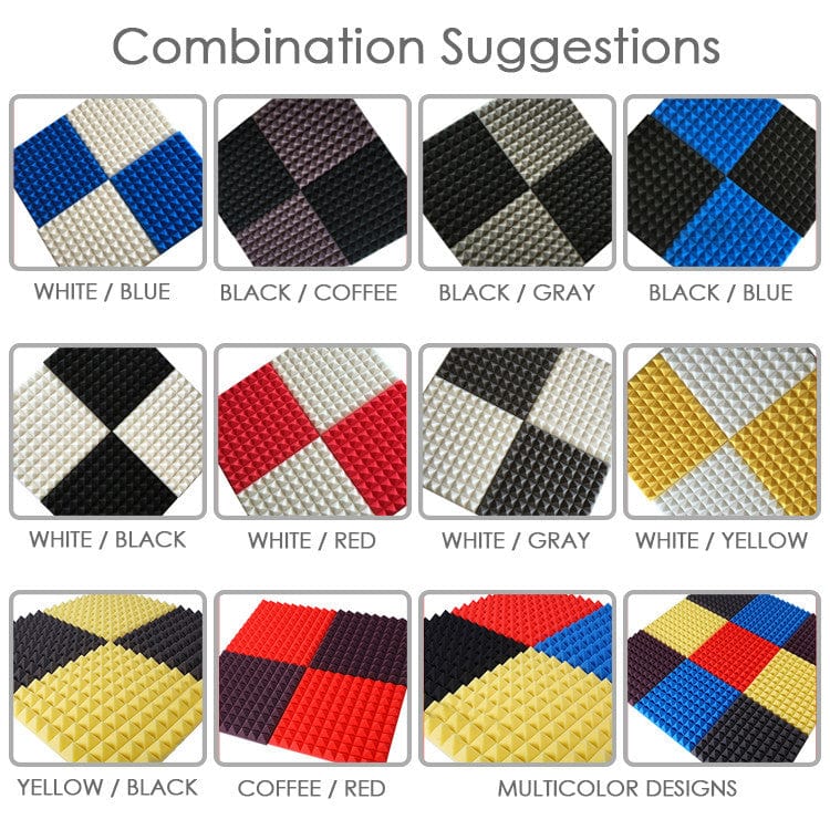 New Pyramid Adhesive Backed Tiles Acoustic Panels Sound Absorption Studio Soundproof Foam 7 Colors KK1053 Arrowzoom.