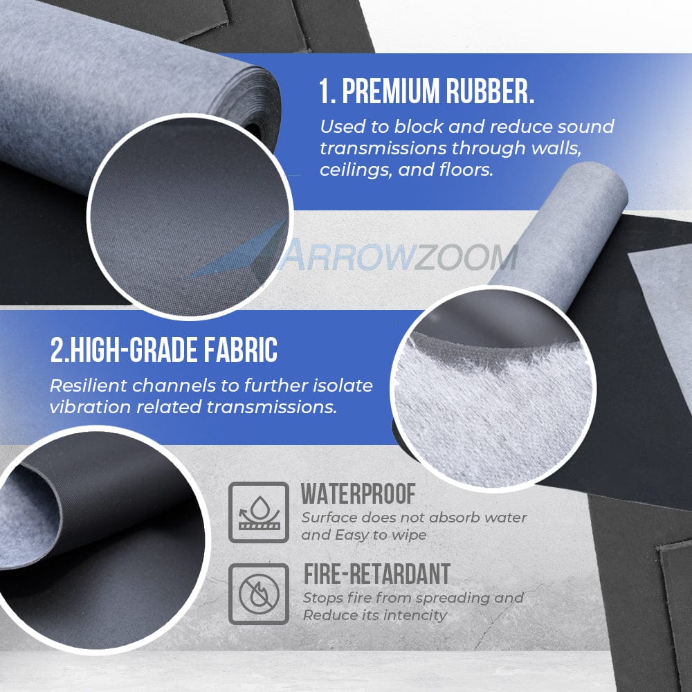 Arrowzoom Mass Loaded Vinyl Sheet - Soundproofing Barrier For Wall, Floor, Ceiling - 30x30cm - KK1246