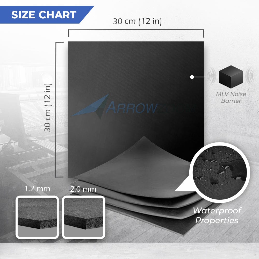 Arrowzoom Mass Loaded Vinyl Sheet - Soundproofing Barrier For Wall, Floor, Ceiling - 30x30cm - KK1246