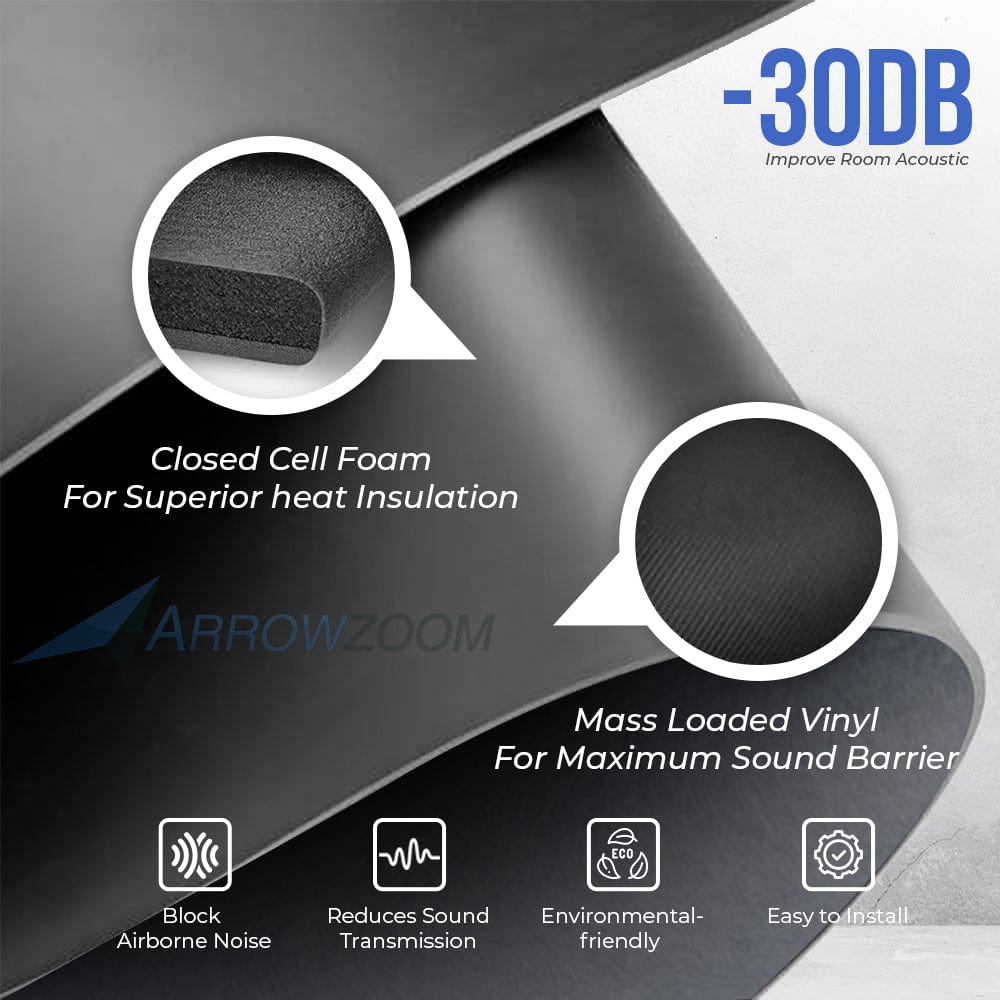 Arrowzoom Mass Loaded Vinyl Sheet - Soundproofing Barrier For Wall, Floor, Ceiling - 30x30cm - KK1246