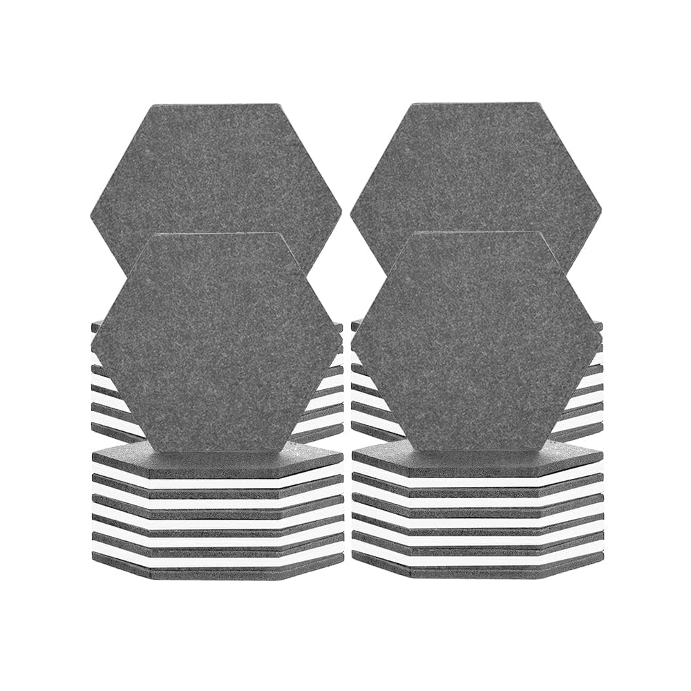 Arrowzoom Hexagon Felt Sound Absorbing Wall Panel - Gray and White - KK1224 48 pieces - 17 x 20 x 1cm / 6.7 x 7.8 x 0.4 in / Gray and White