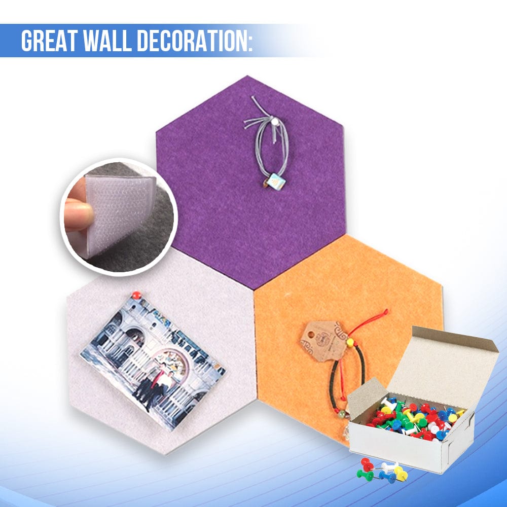 Arrowzoom Hexagon Felt Sound Absorbing Wall Panel - Solid Color - KK1224
