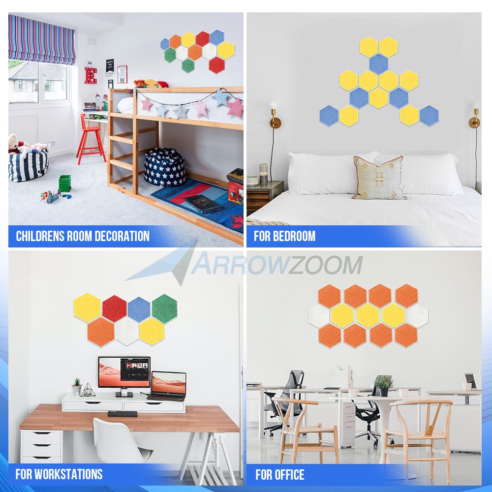 Arrowzoom Hexagon Felt Sound Absorbing Wall Panel - Solid Color - KK1224