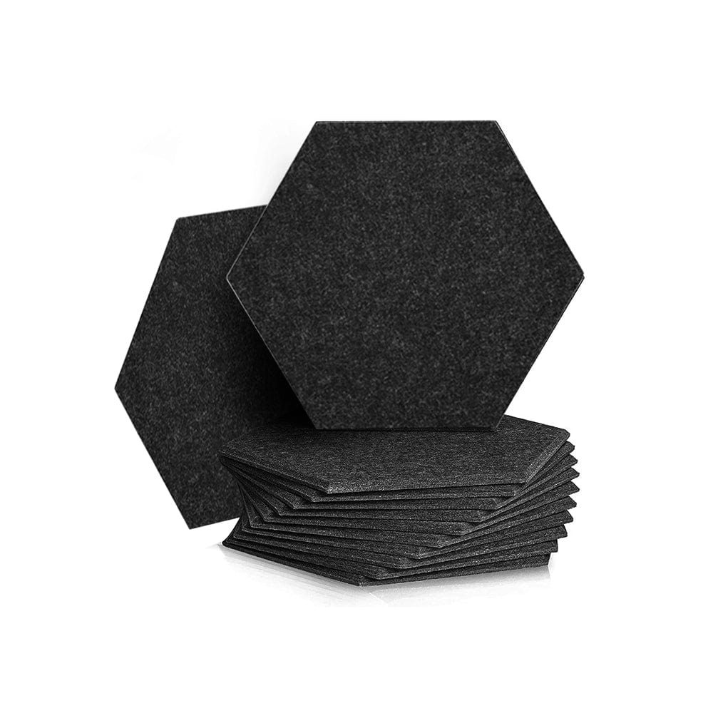 Arrowzoom Hexagon Felt Sound Absorbing Wall Panel - Solid Color - KK1224 Black / 12 pieces - 26 x 30 x 1cm