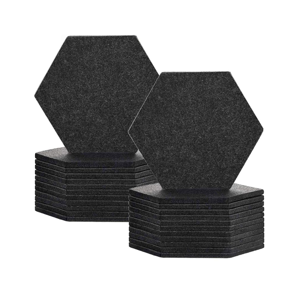 Arrowzoom Hexagon Felt Sound Absorbing Wall Panel - Solid Color - KK1224 Black / 24 pieces - 17 x 20 x 1cm