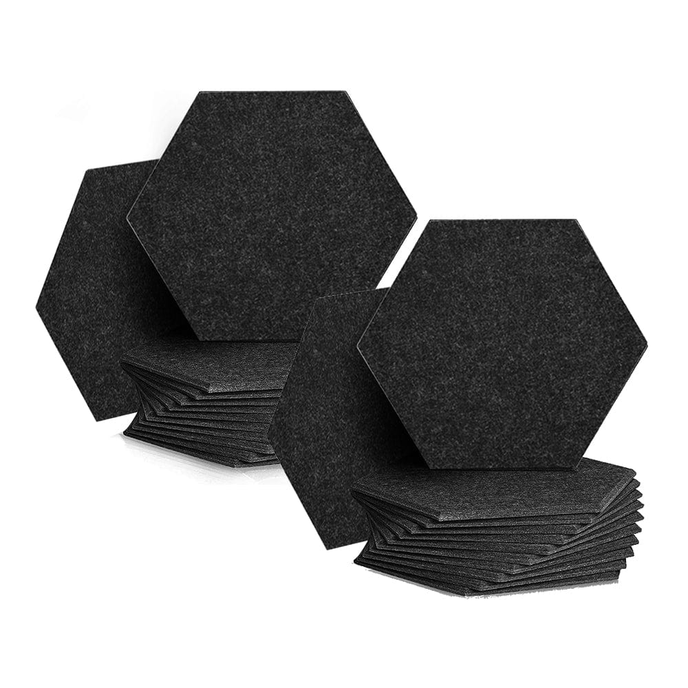 Arrowzoom Hexagon Felt Sound Absorbing Wall Panel - Solid Color - KK1224 Black / 24 pieces - 26 x 30 x 1cm