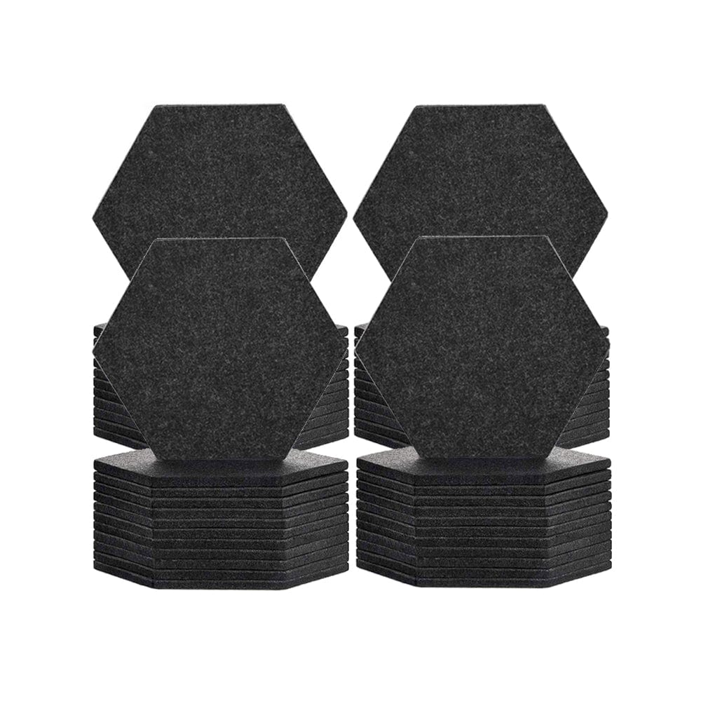 Arrowzoom Hexagon Felt Sound Absorbing Wall Panel - Solid Color - KK1224 Black / 48 pieces - 17 x 20 x 1cm