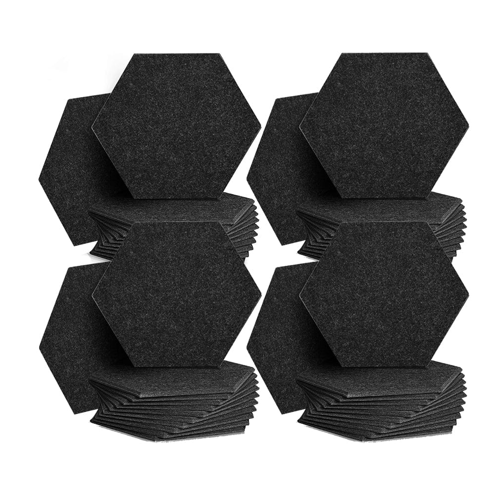 Arrowzoom Hexagon Felt Sound Absorbing Wall Panel - Solid Color - KK1224 Black / 48 pieces - 26 x 30 x 1cm