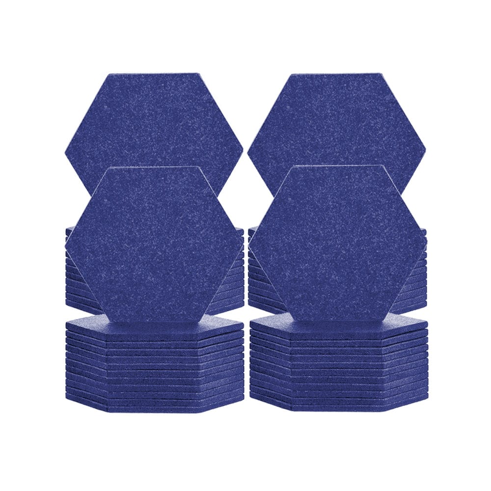 Arrowzoom Hexagon Felt Sound Absorbing Wall Panel - Solid Color - KK1224 Blue / 48 pieces - 17 x 20 x 1cm