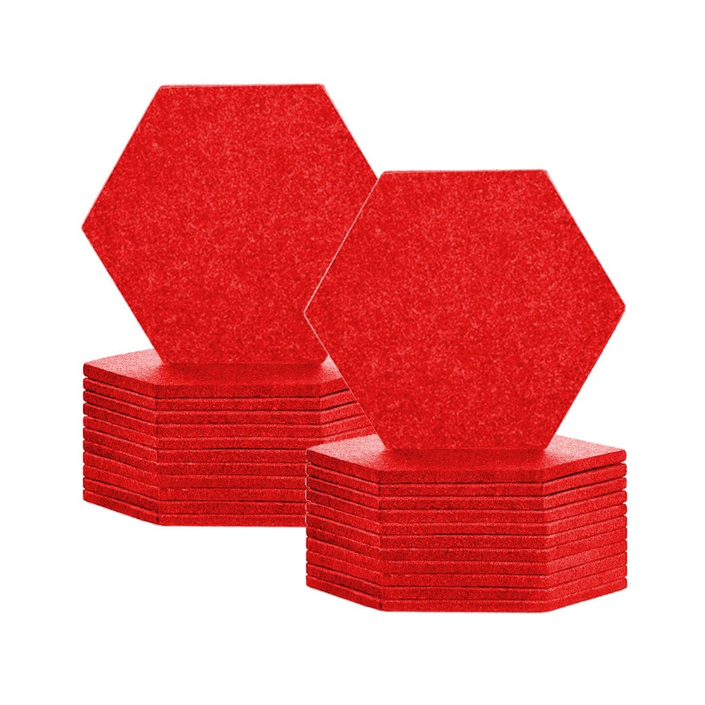 Arrowzoom Hexagon Felt Sound Absorbing Wall Panel - Solid Color - KK1224 Red / 24 pieces - 17 x 20 x 1cm