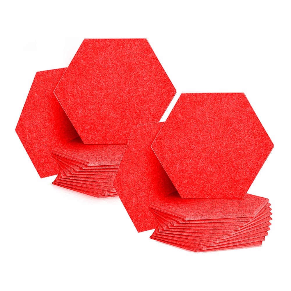 Arrowzoom Hexagon Felt Sound Absorbing Wall Panel - Solid Color - KK1224 Red / 24 pieces - 26 x 30 x 1cm