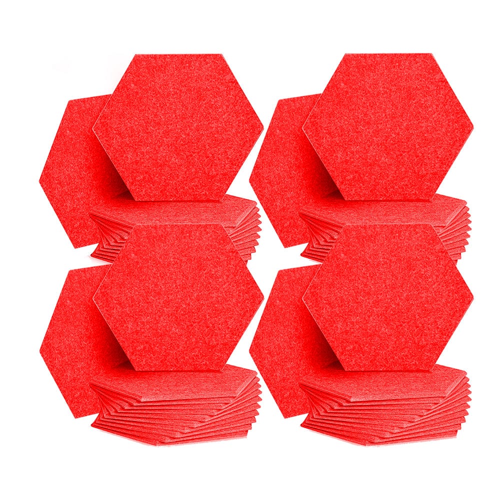 Arrowzoom Hexagon Felt Sound Absorbing Wall Panel - Solid Color - KK1224 Red / 48 pieces - 26 x 30 x 1cm