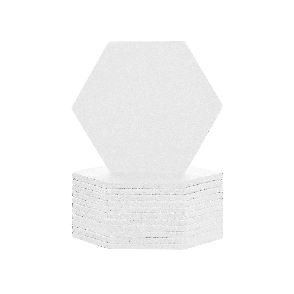 Arrowzoom Hexagon Felt Sound Absorbing Wall Panel - Solid Color - KK1224 White / 12 pieces - 17 x 20 x 1cm