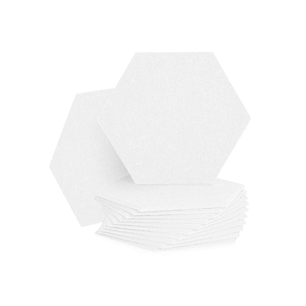 Arrowzoom Hexagon Felt Sound Absorbing Wall Panel - Solid Color - KK1224 White / 12 pieces - 26 x 30 x 1cm